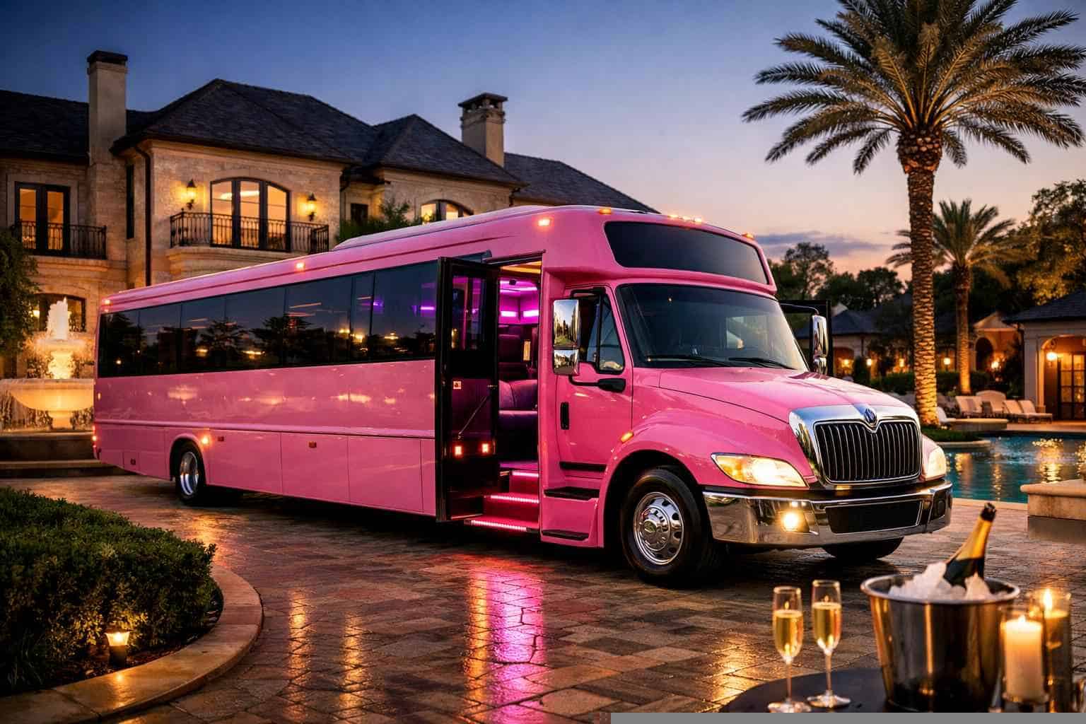 River Oaks TX Pink Party Bus Rentals for Special Events