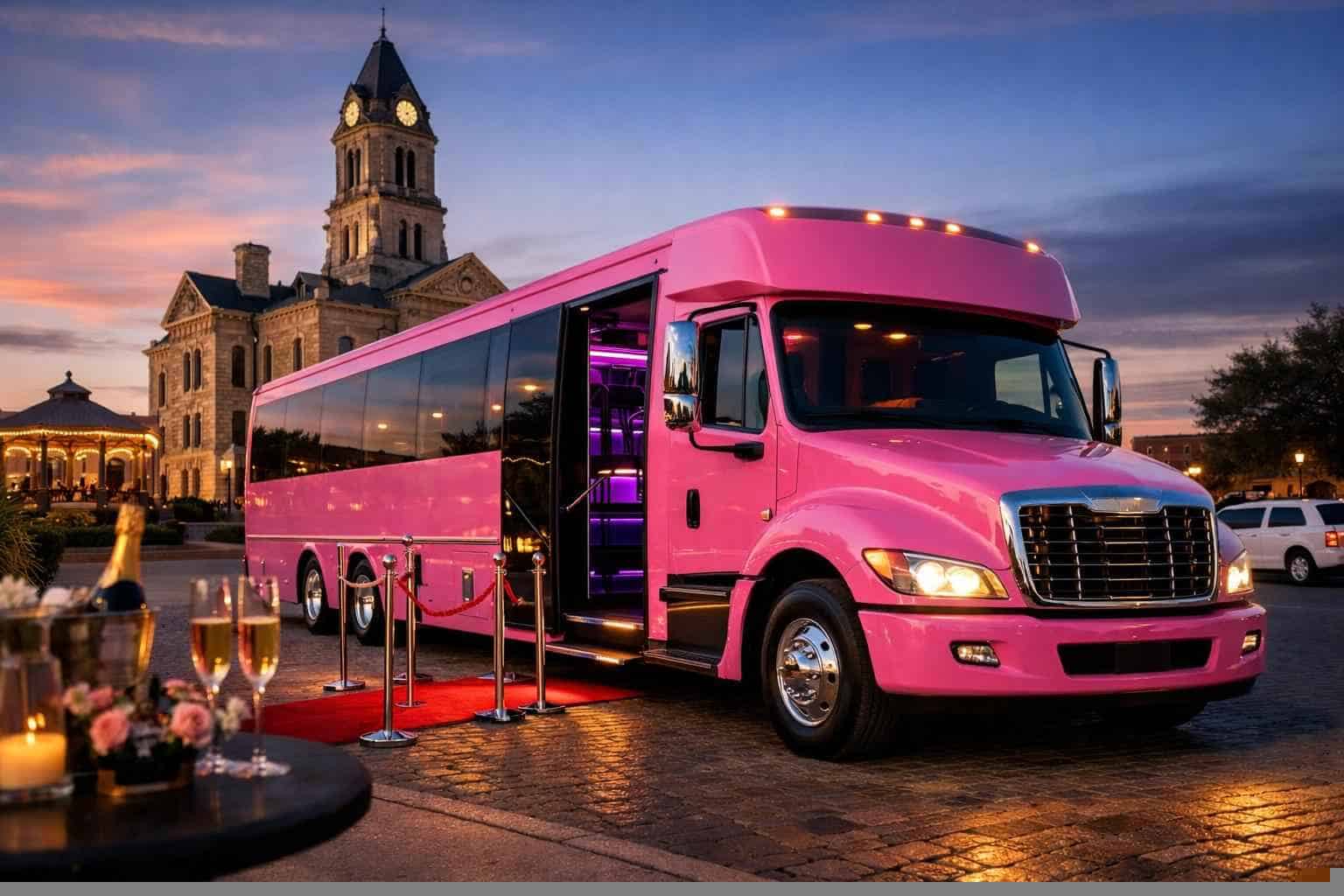 Weatherford TX Pink Party Bus Rentals for Special Events