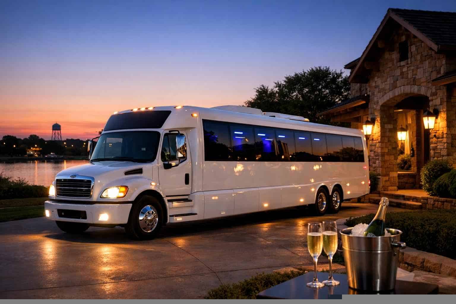 White Party Bus Rental Near Me in Benbrook Texas