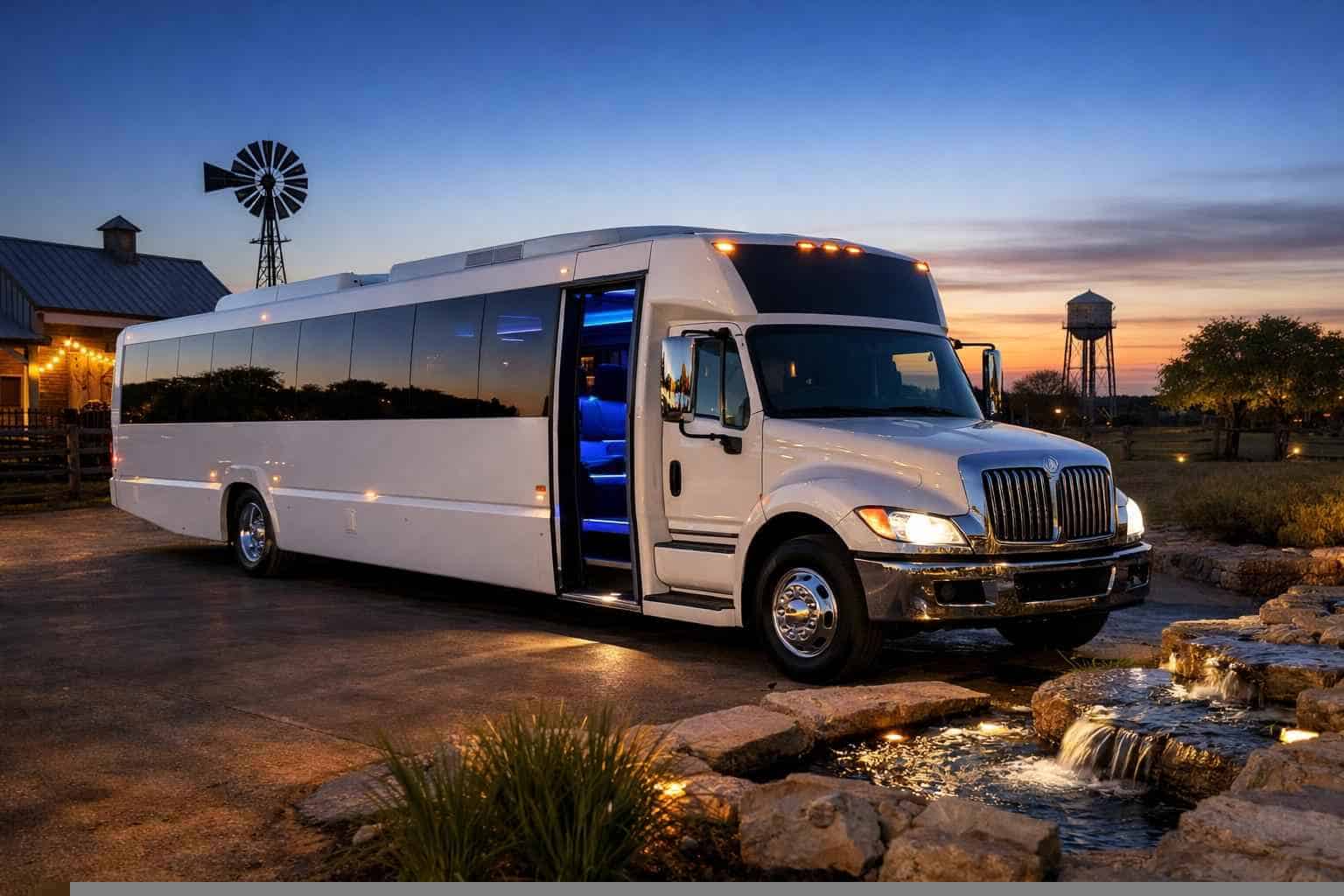 White Party Bus Rental Near Me in Burleson Texas