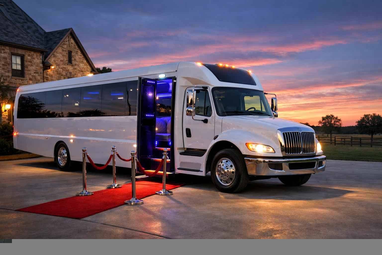 White Party Bus Rental Near Me in Crowley Texas