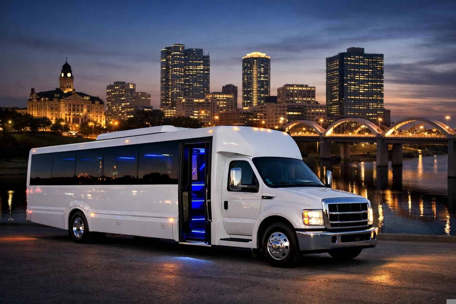 White Party Bus Rental Near Me in Fort Worth Texas