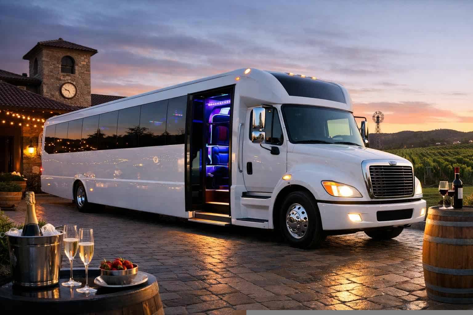 White Party Bus Rental Near Me in Grapevine Texas