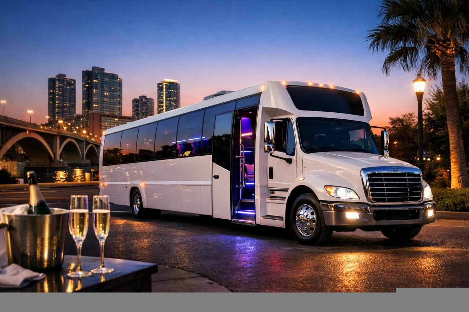 White Party Bus Rental Near Me in Haltom City Texas