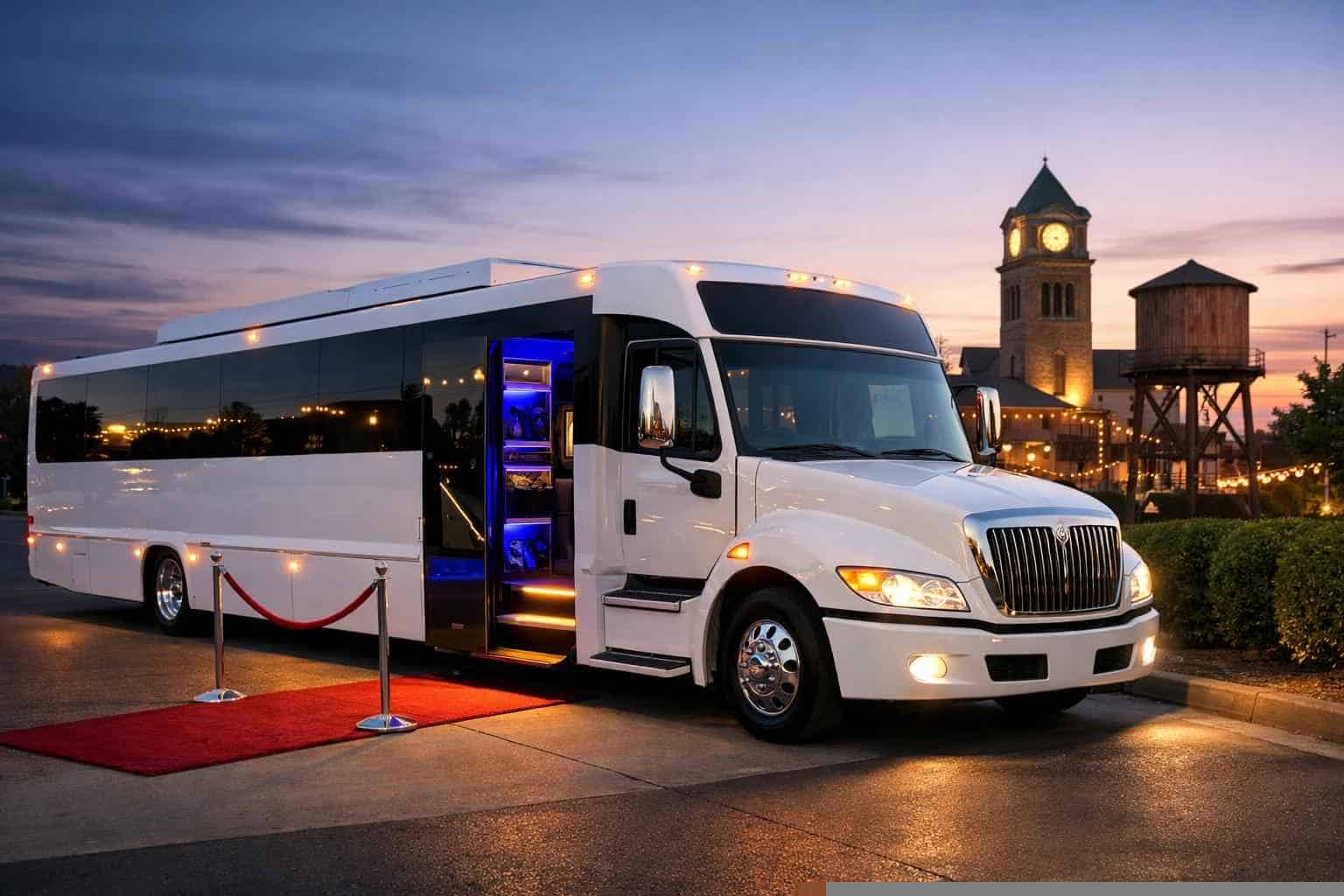 White Party Bus Rental Near Me in Mansfield Texas
