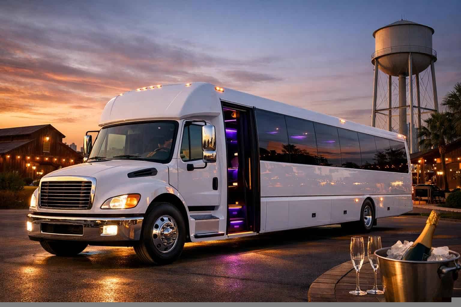 White Party Bus Rental Near Me in Saginaw Texas