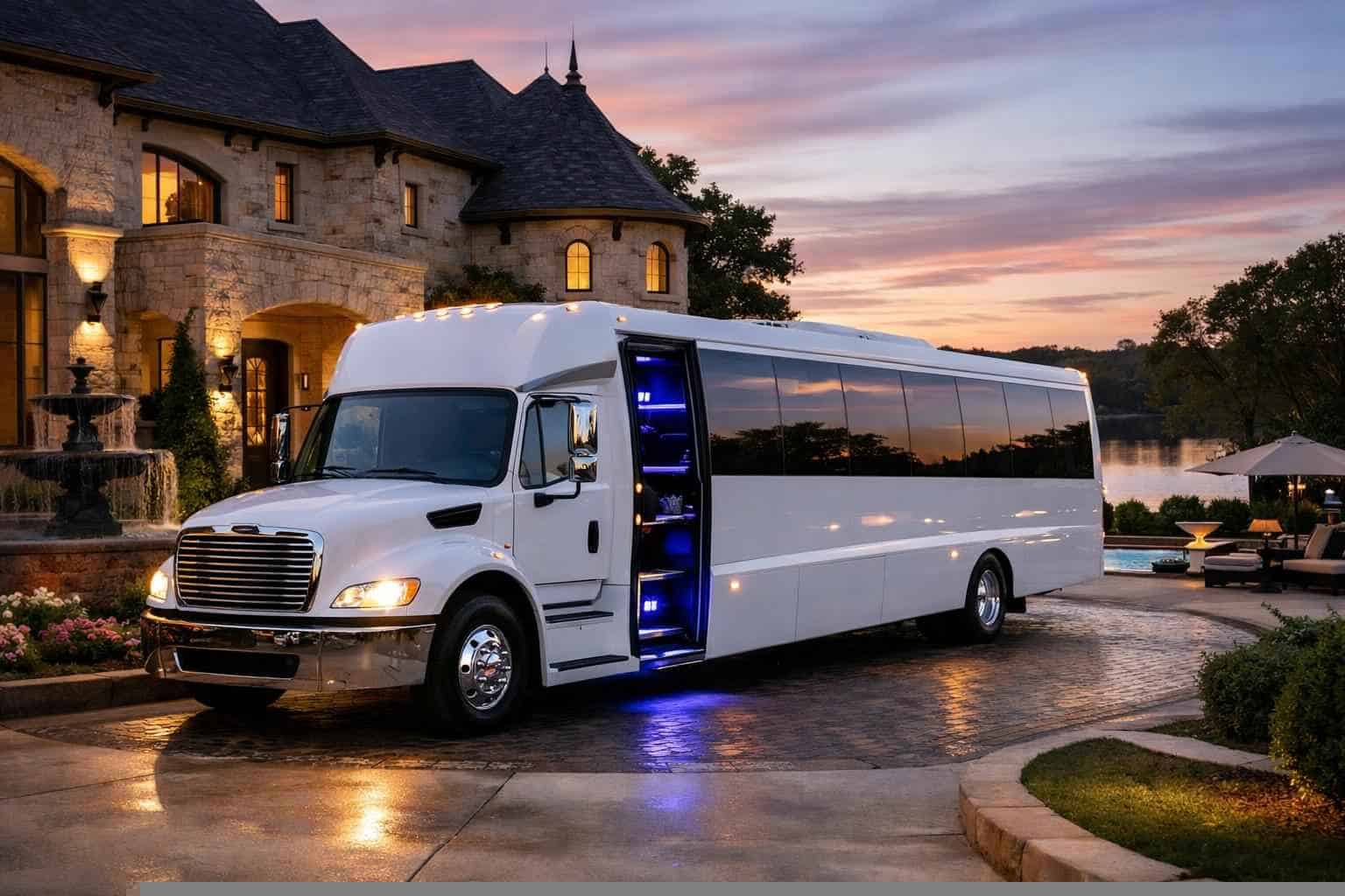 White Party Bus Rental Near Me in Southlake Texas