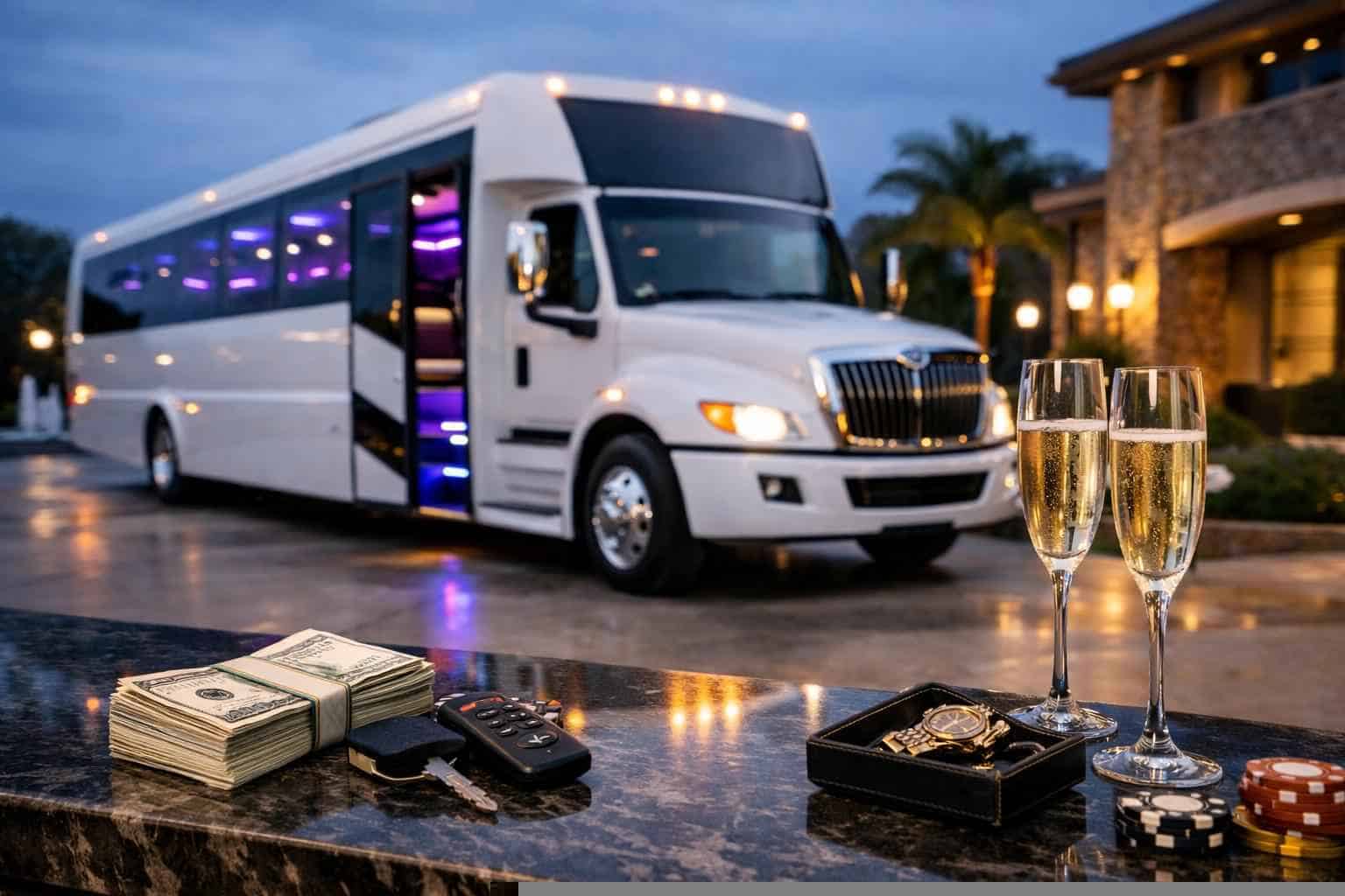 White Party Bus Rental Pricing in Bedford TX