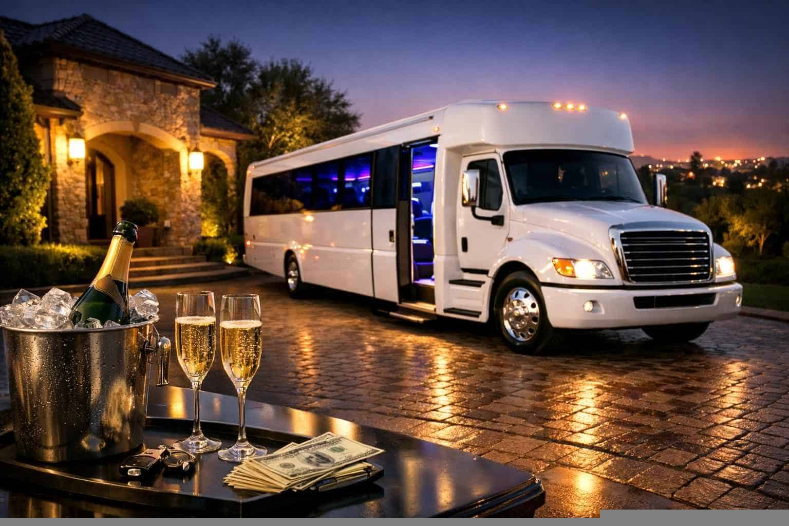 White Party Bus Rental Pricing in Colleyville TX