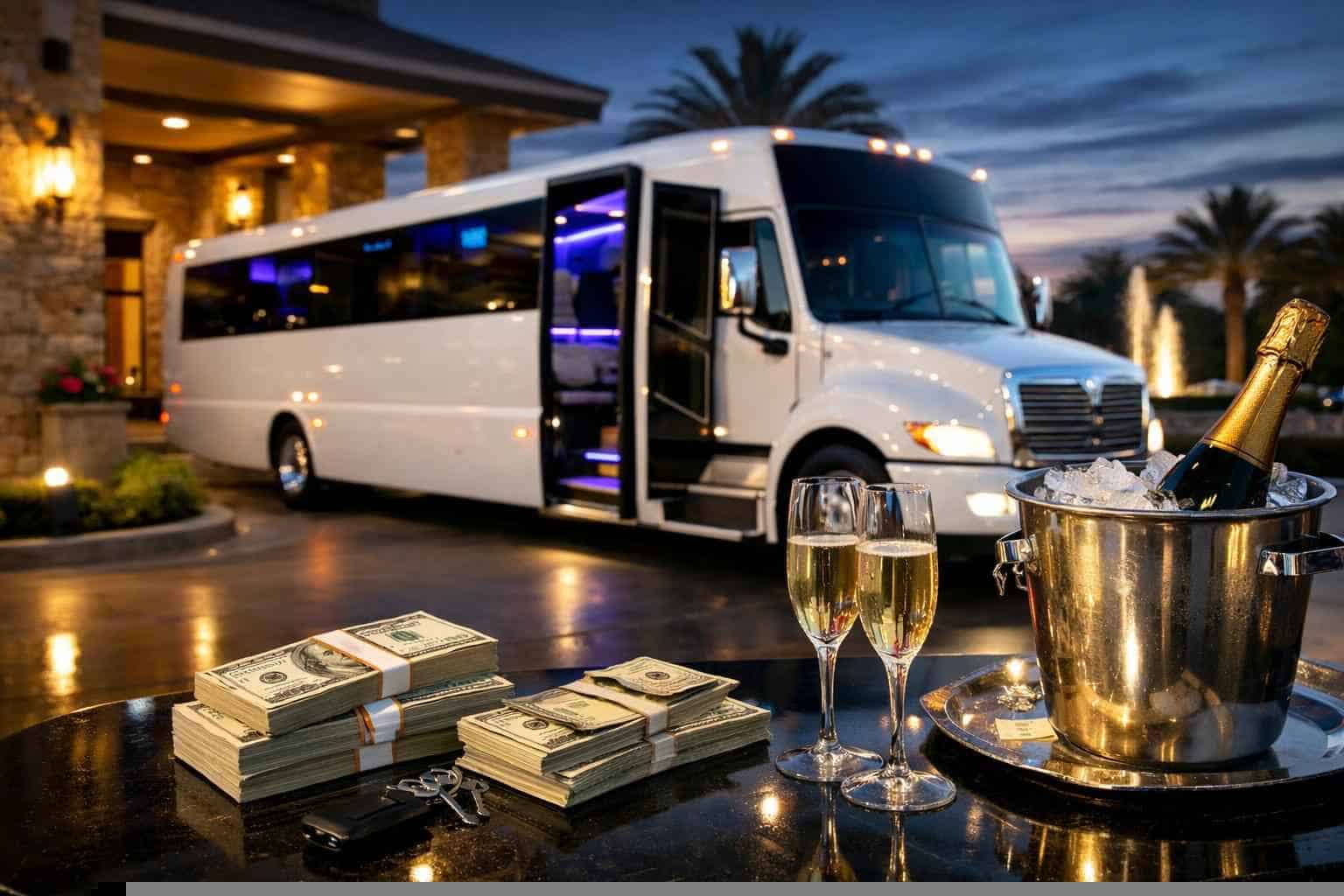 White Party Bus Rental Pricing in Crowley TX