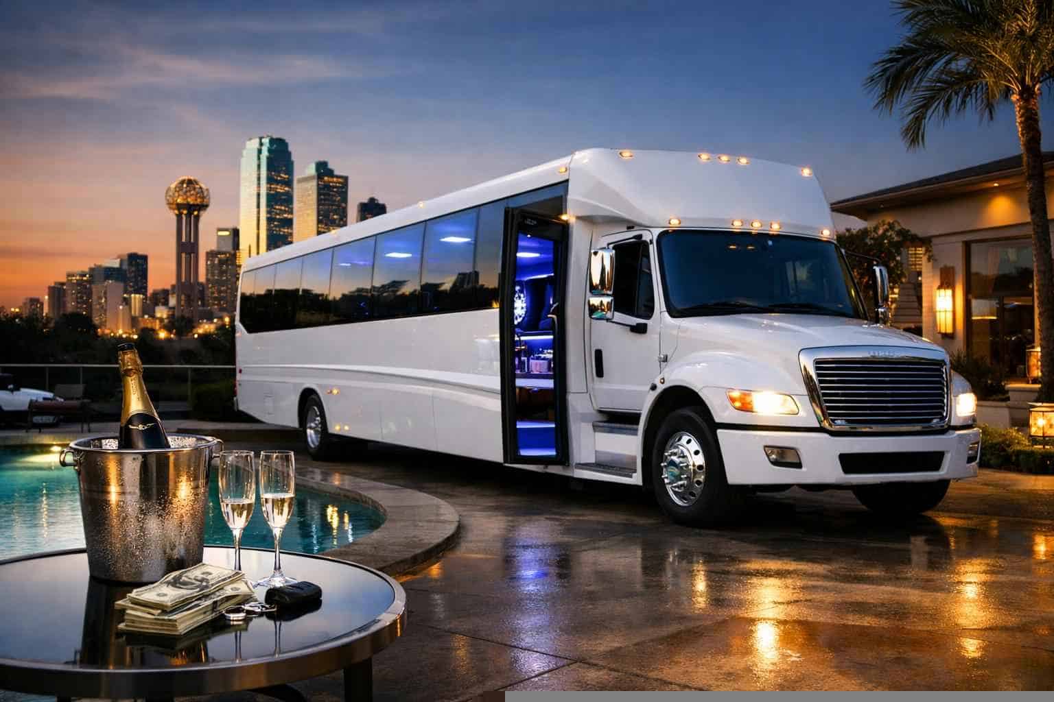 White Party Bus Rental Pricing in Euless TX