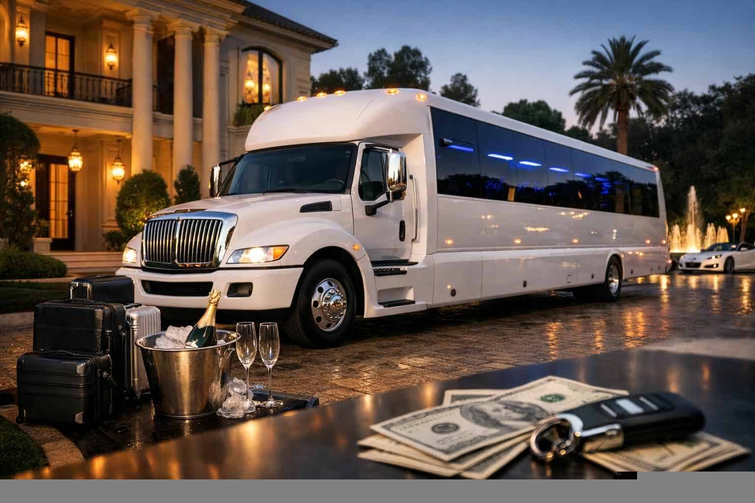 White Party Bus Rental Pricing in River Oaks TX